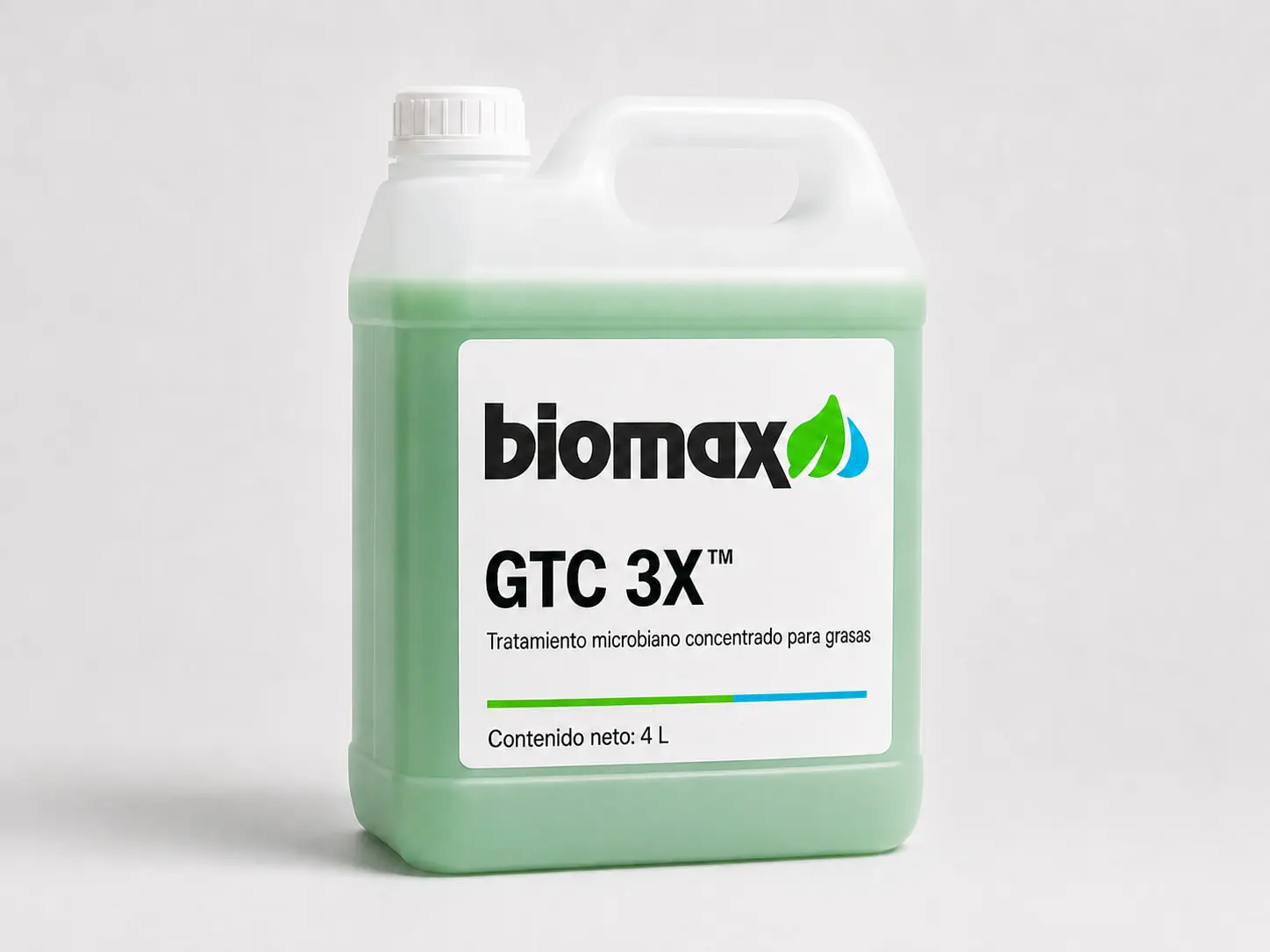Envase de GTC 3X con la etiqueta Biomax.