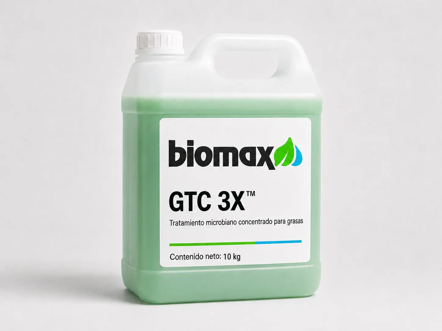 Envase de GTC 3X con la etiqueta Biomax.